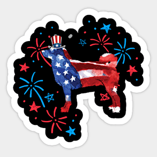 Shiba Inu Uncle Sam Hat 4Th Of July Sticker